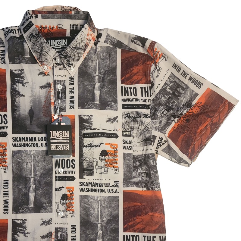 RSVLTS Into the Woods B KUNUFLEX Short Sleeve Shirt in Brown/Tan — front view
