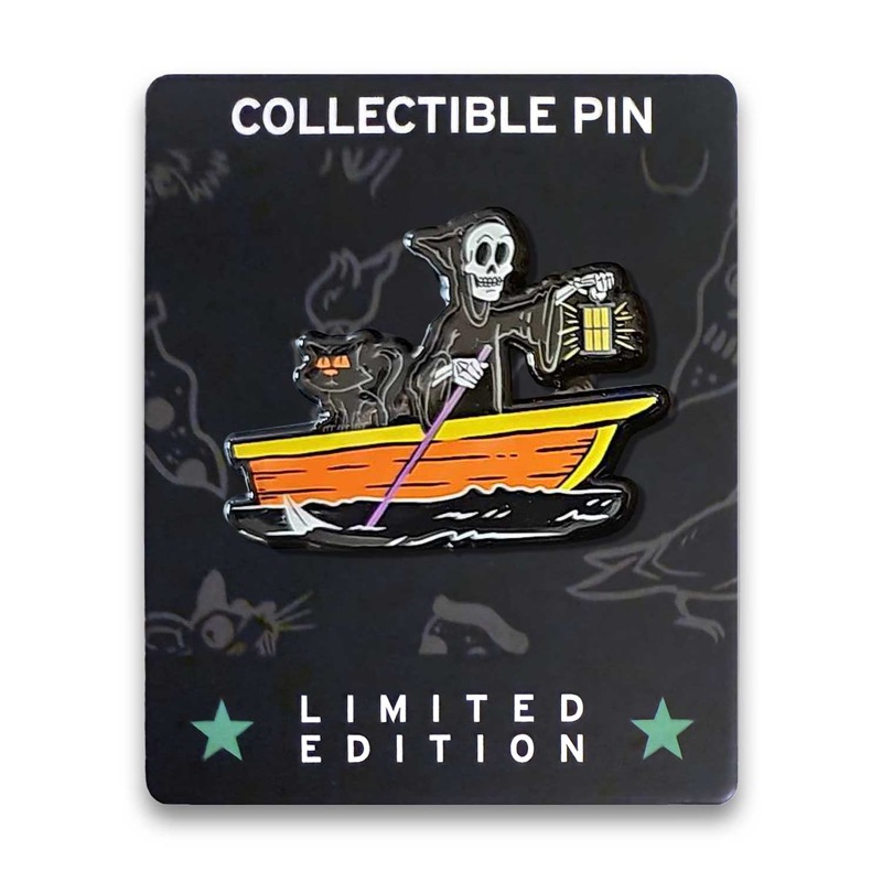 RSVLTS Hey Im Creepin Here Reapers Spooky Ferry Enamel Pin — front view