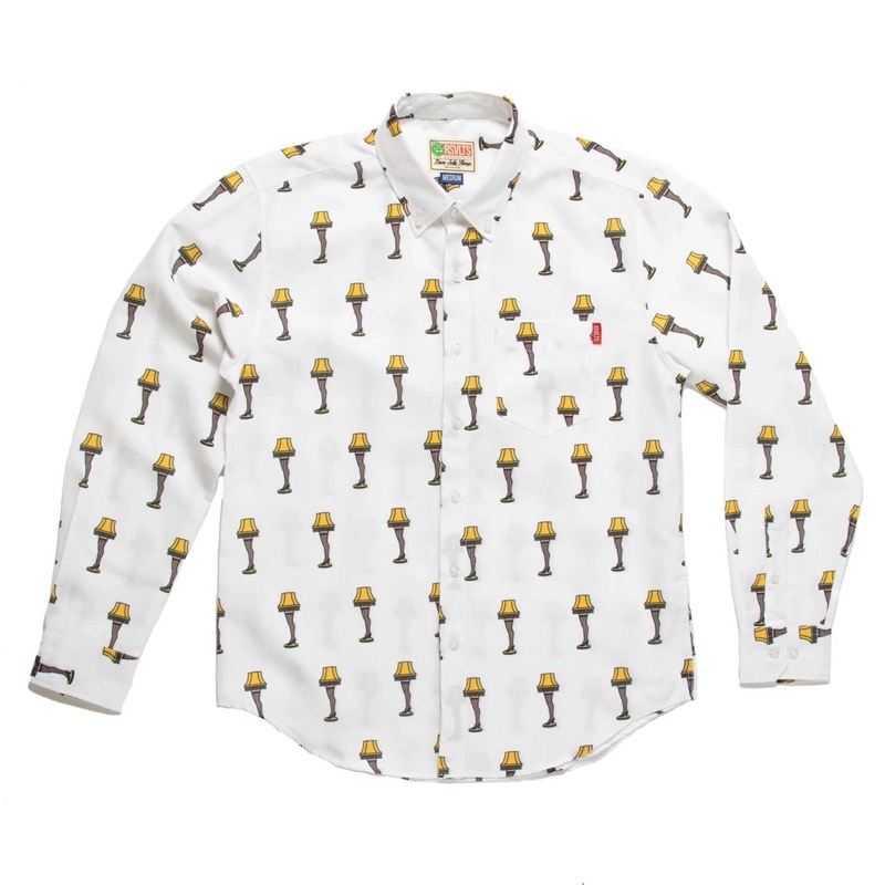 RSVLTS Fra Gee Lay (Leg Lamp) Long Sleeve Shirt in White — front view