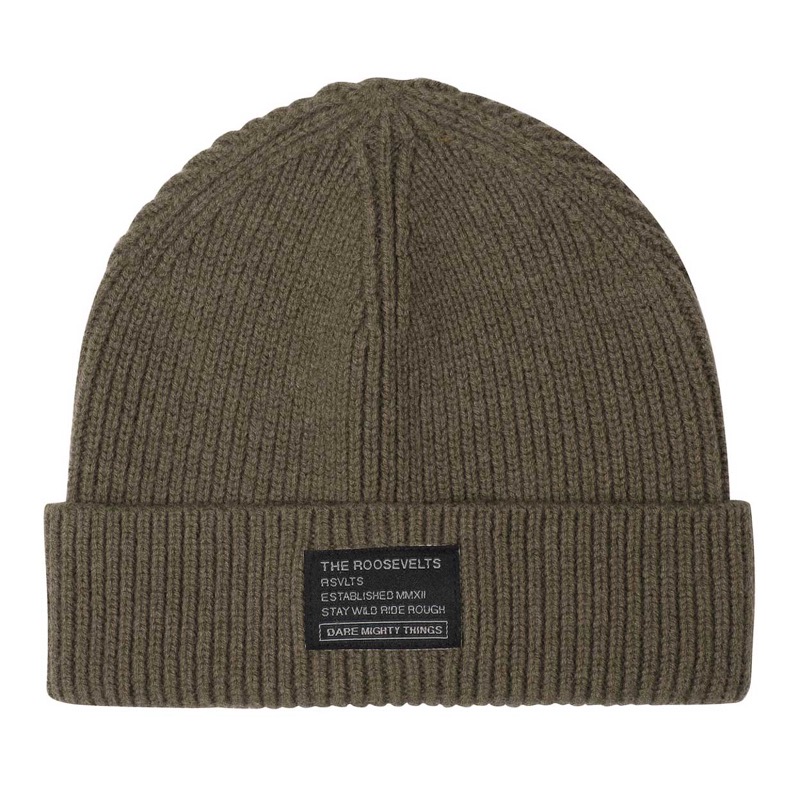 RSVLTS Merino Wool Mocha Beanie Beanie in Brown/Tan — front view