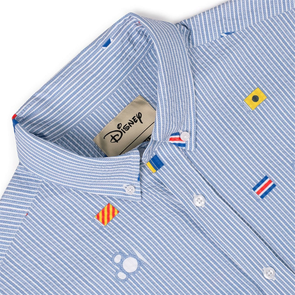 RSVLTS Maritime Mickey Stretch Seersucker Short Sleeve Shirt in Blue — detail 8
