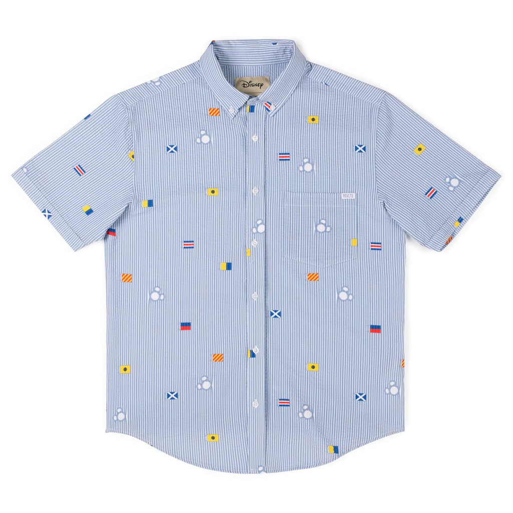 RSVLTS Maritime Mickey Stretch Seersucker Short Sleeve Shirt in Blue — detail 6