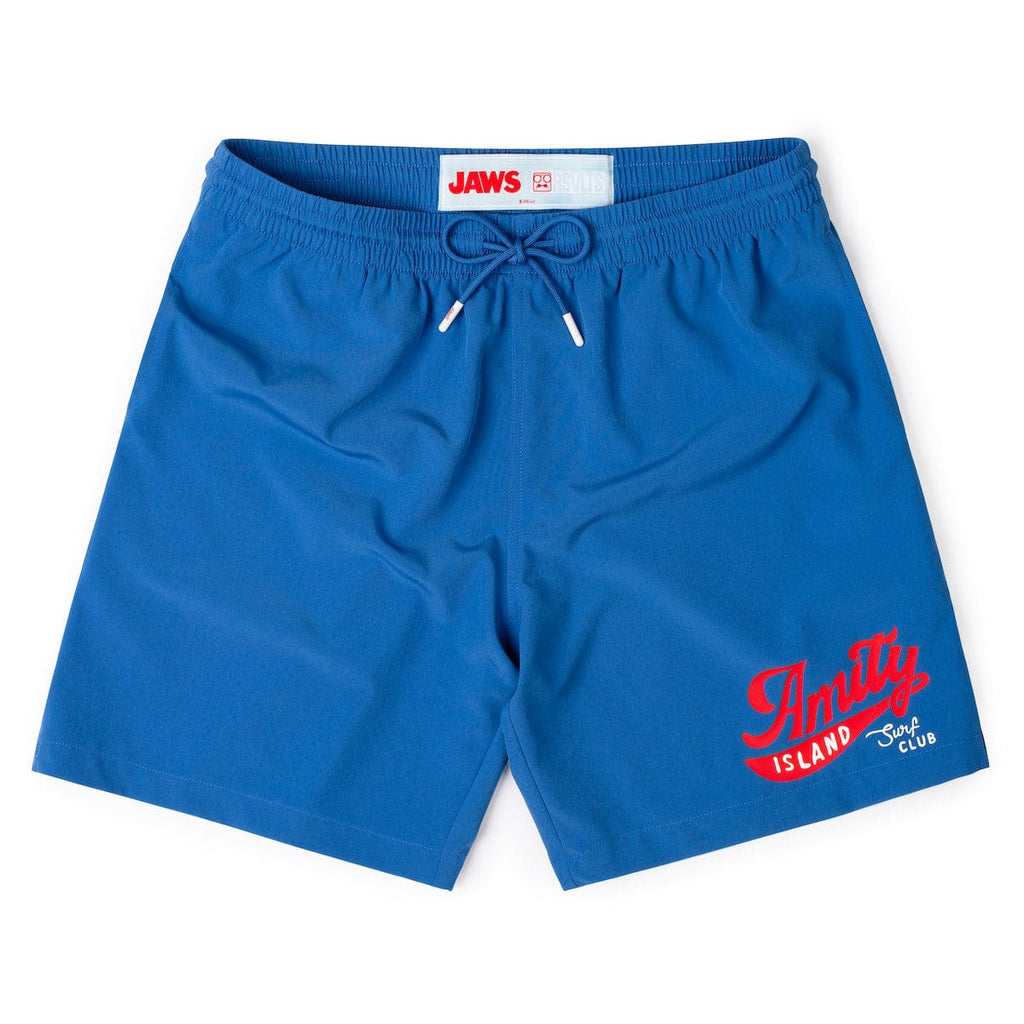 RSVLTS Amity Island Surf Club Hybrid Shorts in Blue — front view