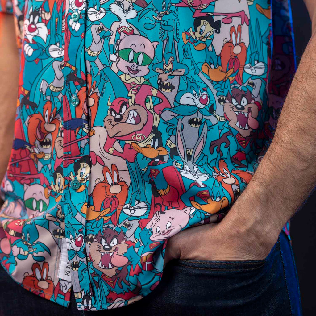 RSVLTS Looney Tunes Heroes KUNUFLEX Short Sleeve Shirt in Blue — detail 7