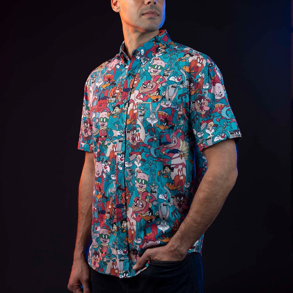 RSVLTS Looney Tunes Heroes KUNUFLEX Short Sleeve Shirt in Blue — detail 6