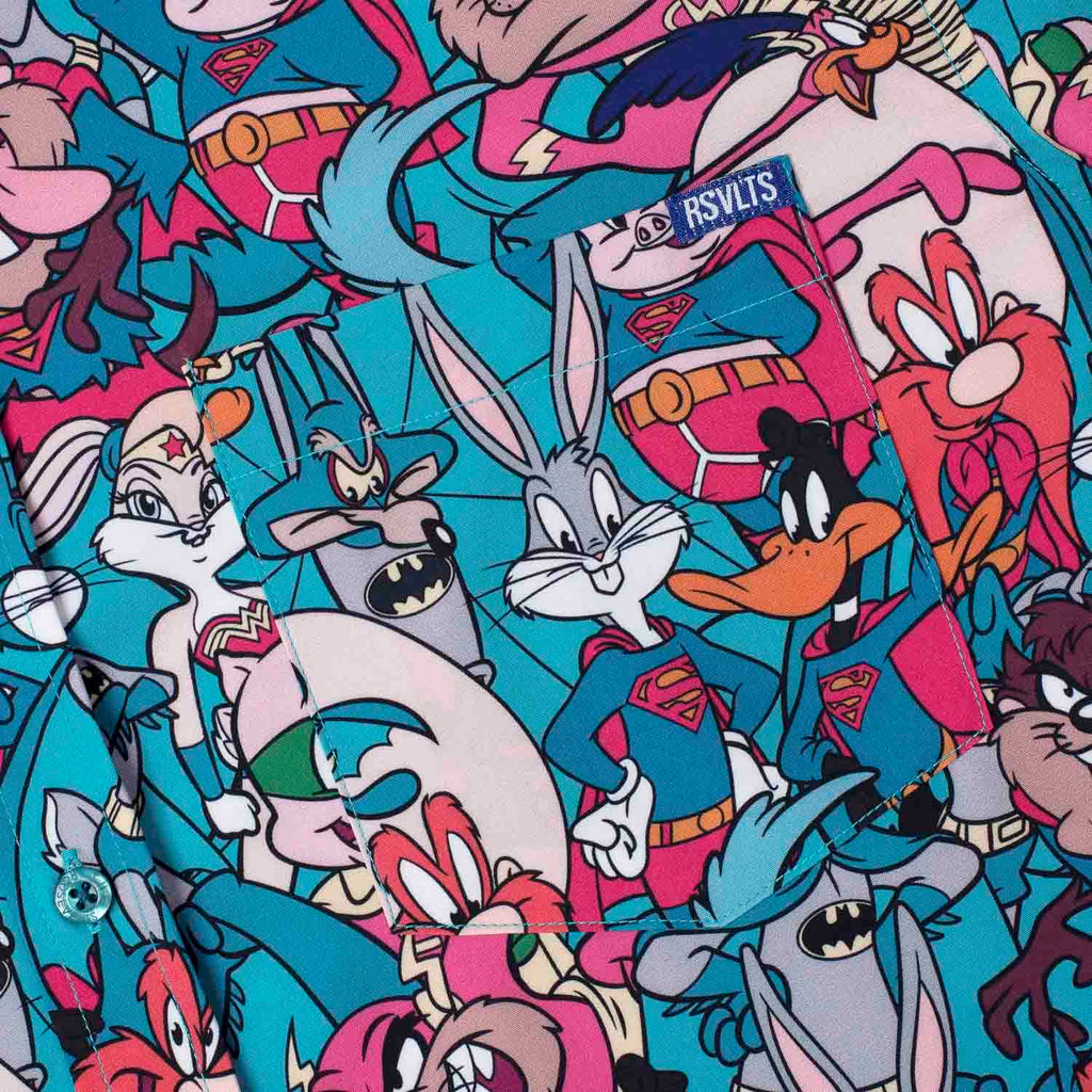 RSVLTS Looney Tunes Heroes KUNUFLEX Short Sleeve Shirt in Blue — detail 2
