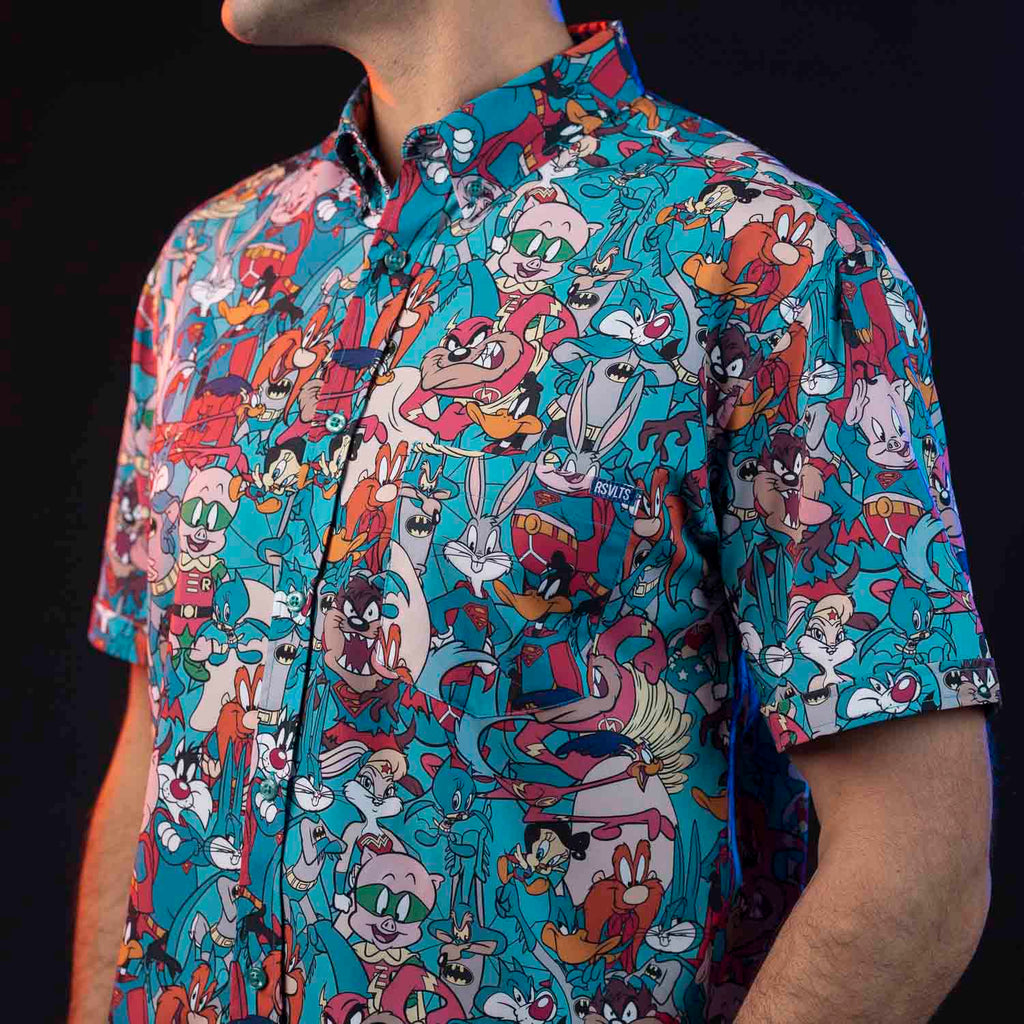RSVLTS Looney Tunes Heroes KUNUFLEX Short Sleeve Shirt in Blue — detail 4