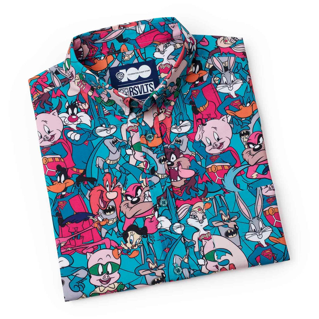 RSVLTS Looney Tunes Heroes KUNUFLEX Short Sleeve Shirt in Blue — detail 8