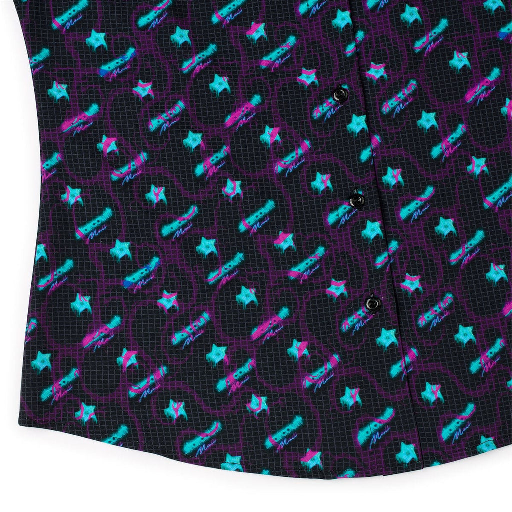 RSVLTS Battle of Starcourt Women's KUNUFLEX Short Sleeve Shirt in Black — detail 10