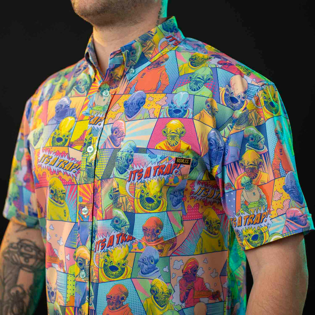 RSVLTS IT'S A TRAP! KUNUFLEX Short Sleeve Shirt in Multicolor — detail 8
