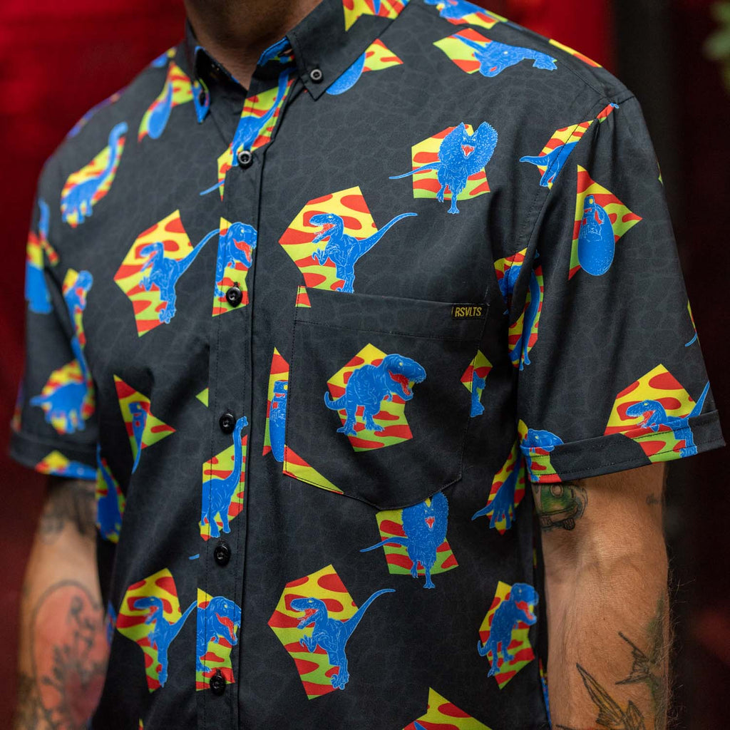 RSVLTS Retro 65 Million BC KUNUFLEX Short Sleeve Shirt in Black — detail 3