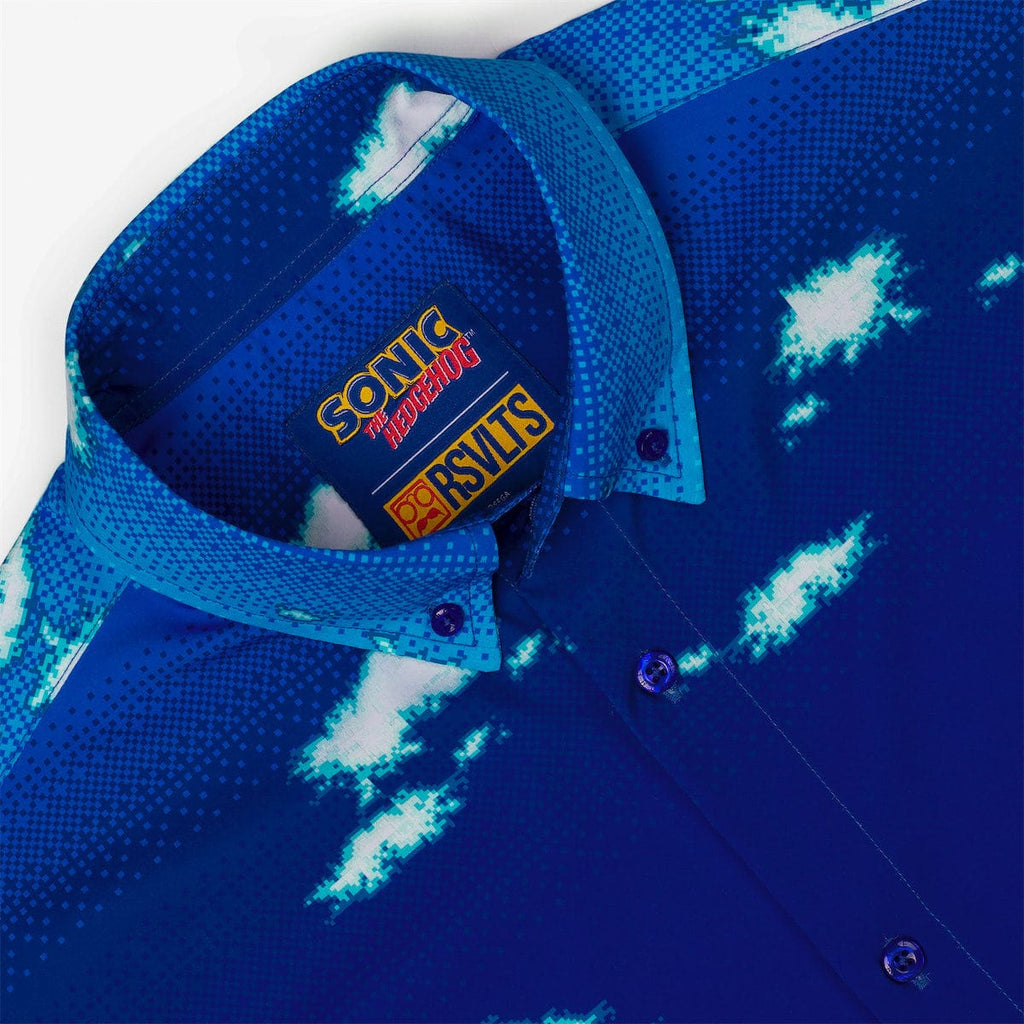 RSVLTS Green Hill Zone Showdown KUNUFLEX Short Sleeve Shirt in Blue — detail 4