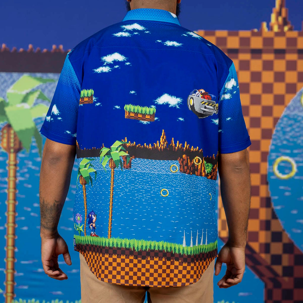 RSVLTS Green Hill Zone Showdown KUNUFLEX Short Sleeve Shirt in Blue — detail 5