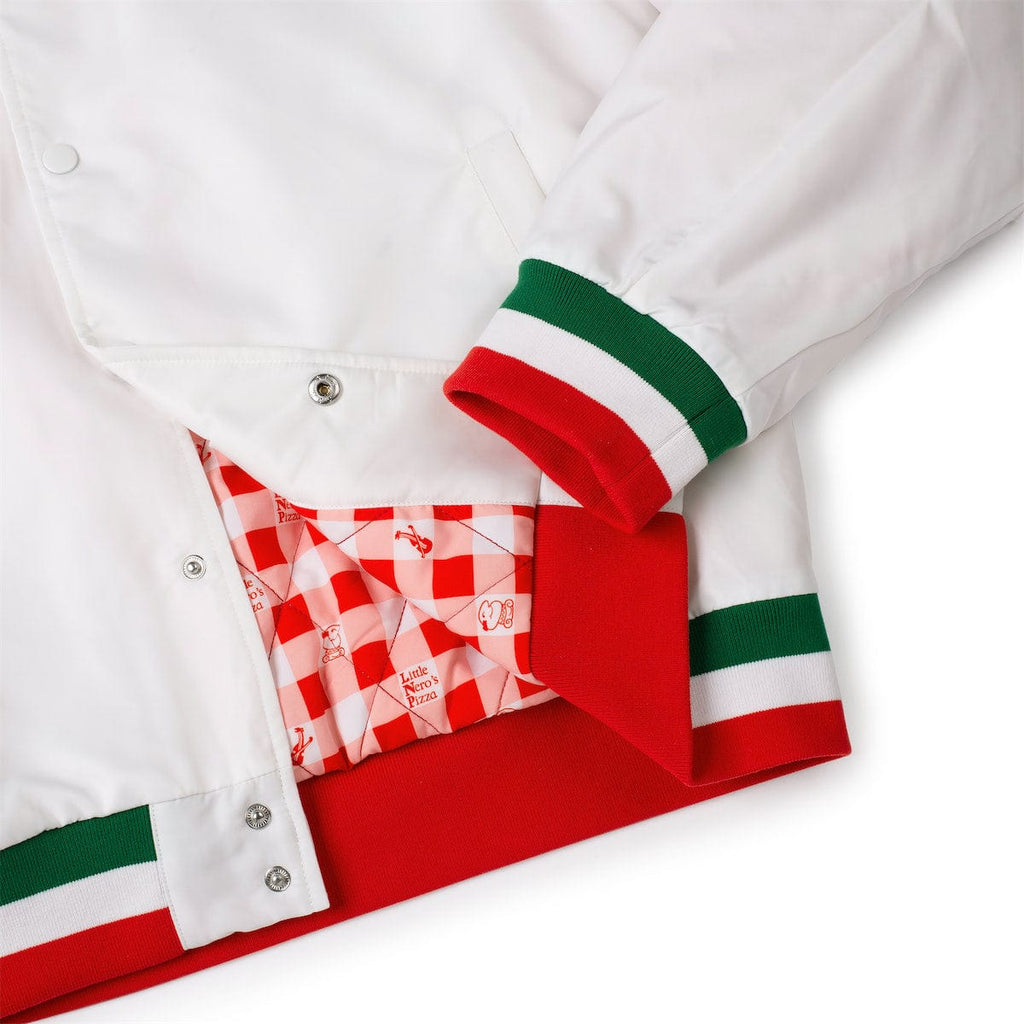 RSVLTS Little Nero’s Pizza Coach Jacket in White — detail 9