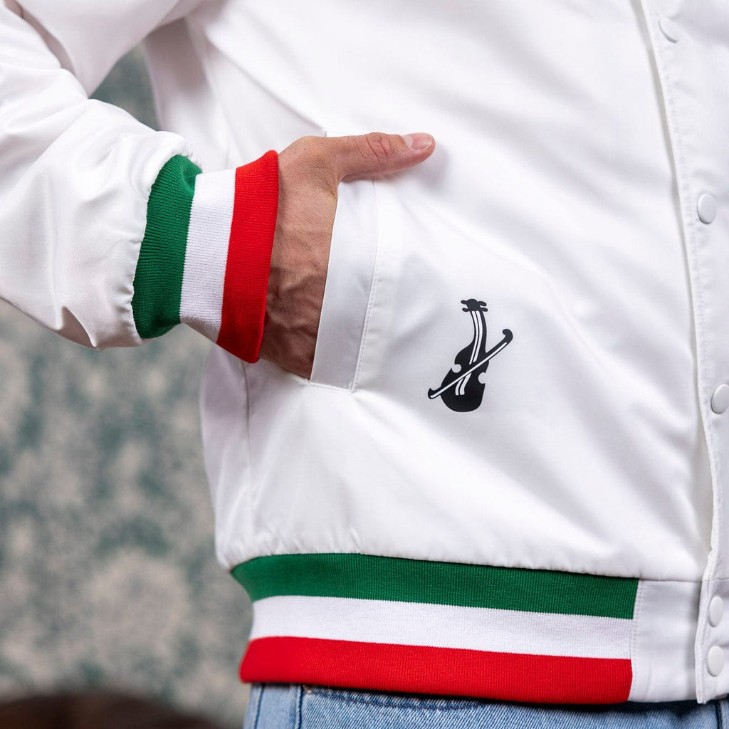 RSVLTS Little Nero’s Pizza Coach Jacket in White — detail 4