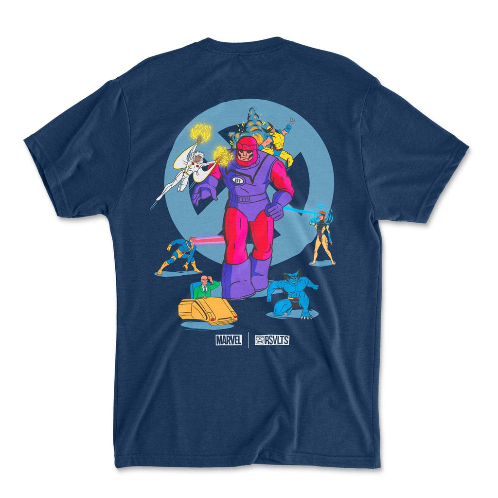 RSVLTS Night of Sentinels Crewneck Tee in Blue — front view