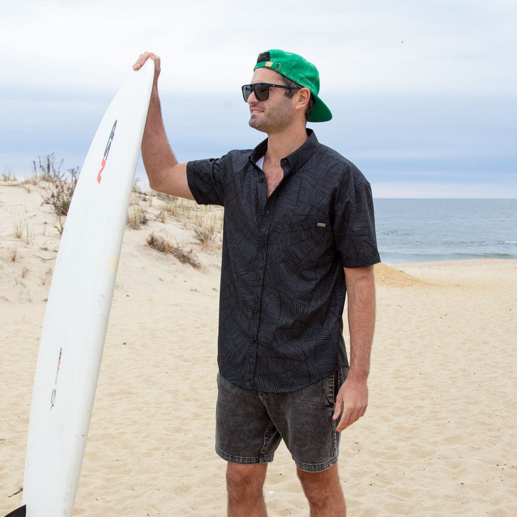 RSVLTS Throwing Shade KUNUFLEX Short Sleeve Shirt in Black — detail 2