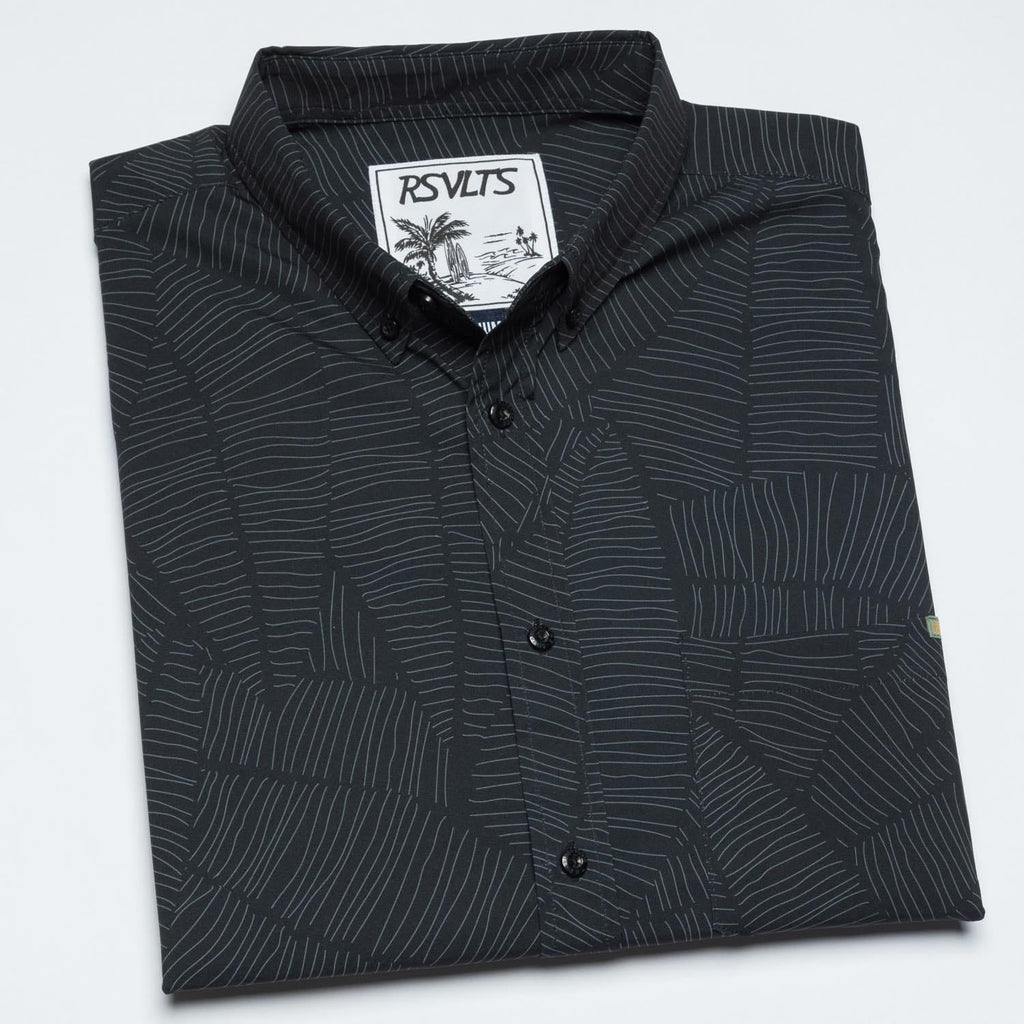 RSVLTS Throwing Shade KUNUFLEX Short Sleeve Shirt in Black — detail 7