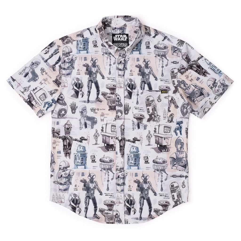 RSVLTS Droid Drawings KUNUFLEX Short Sleeve Shirt in White — detail 4
