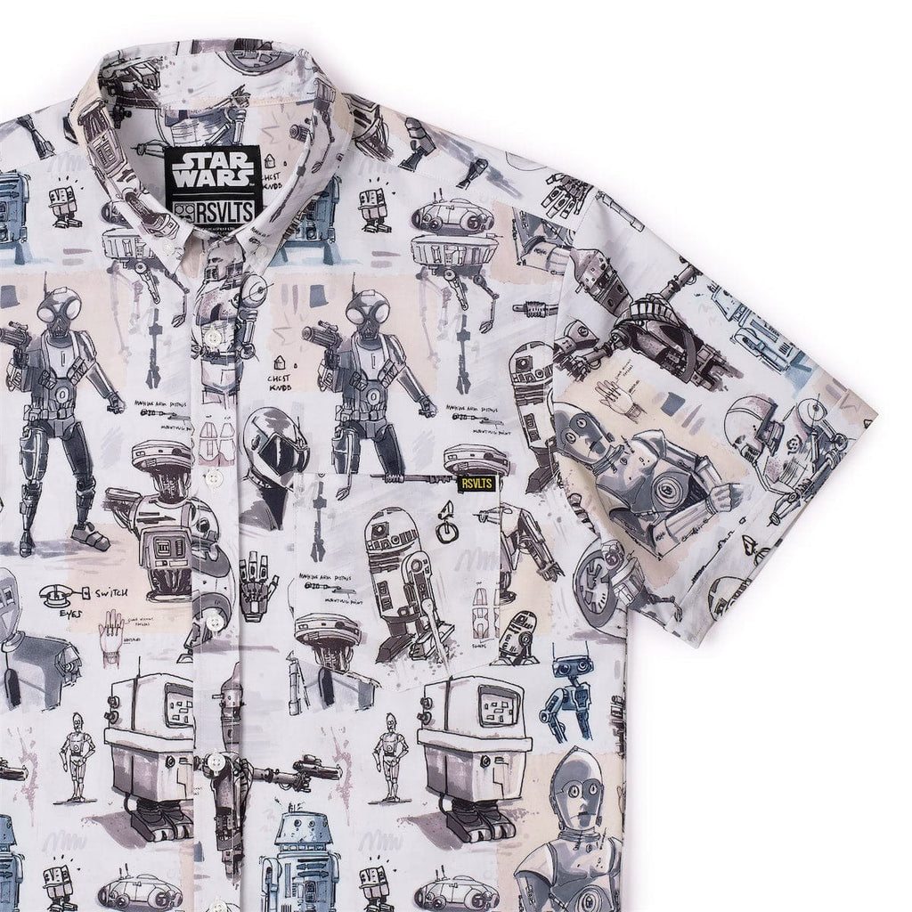 RSVLTS Droid Drawings KUNUFLEX Short Sleeve Shirt in White — front view