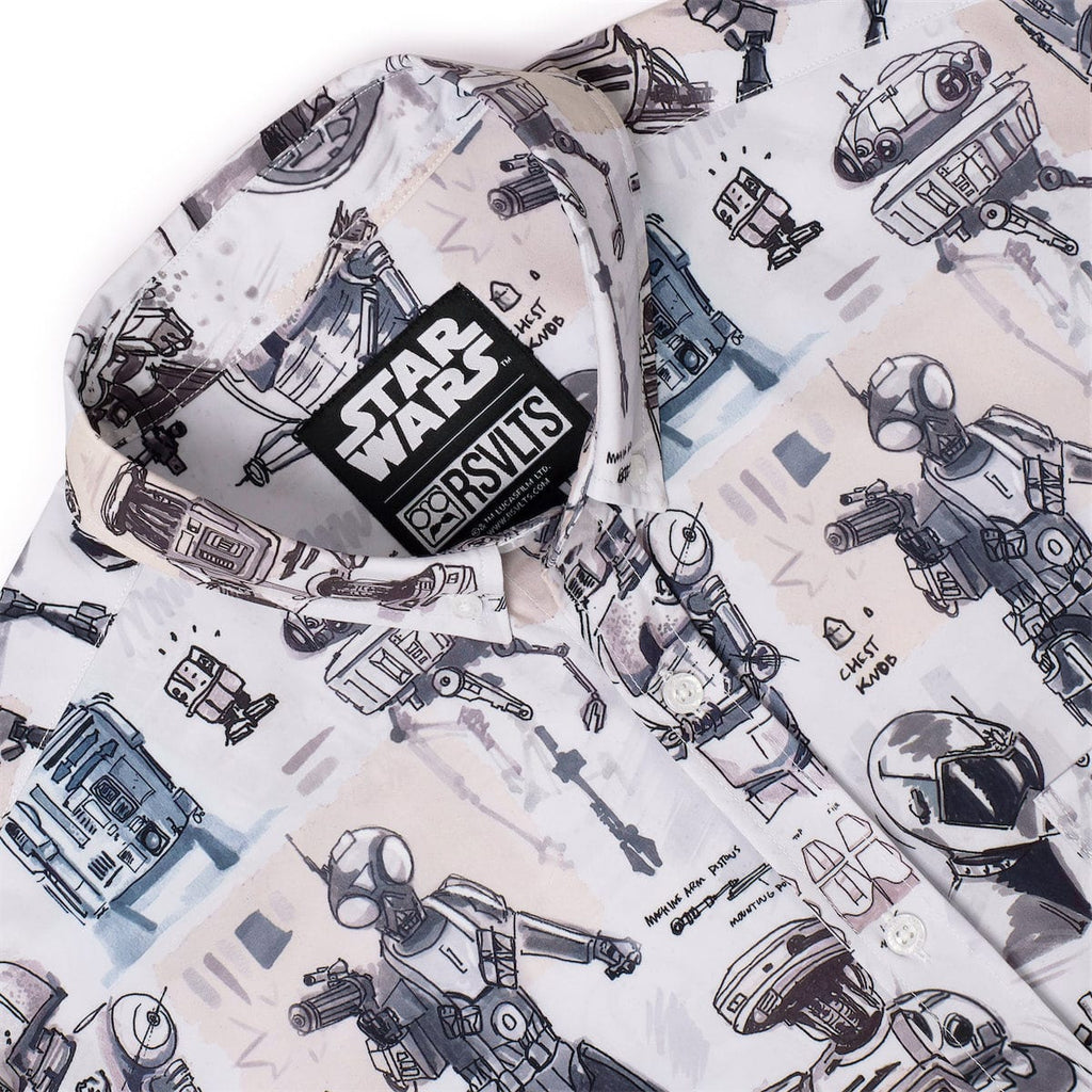 RSVLTS Droid Drawings KUNUFLEX Short Sleeve Shirt in White — detail 7