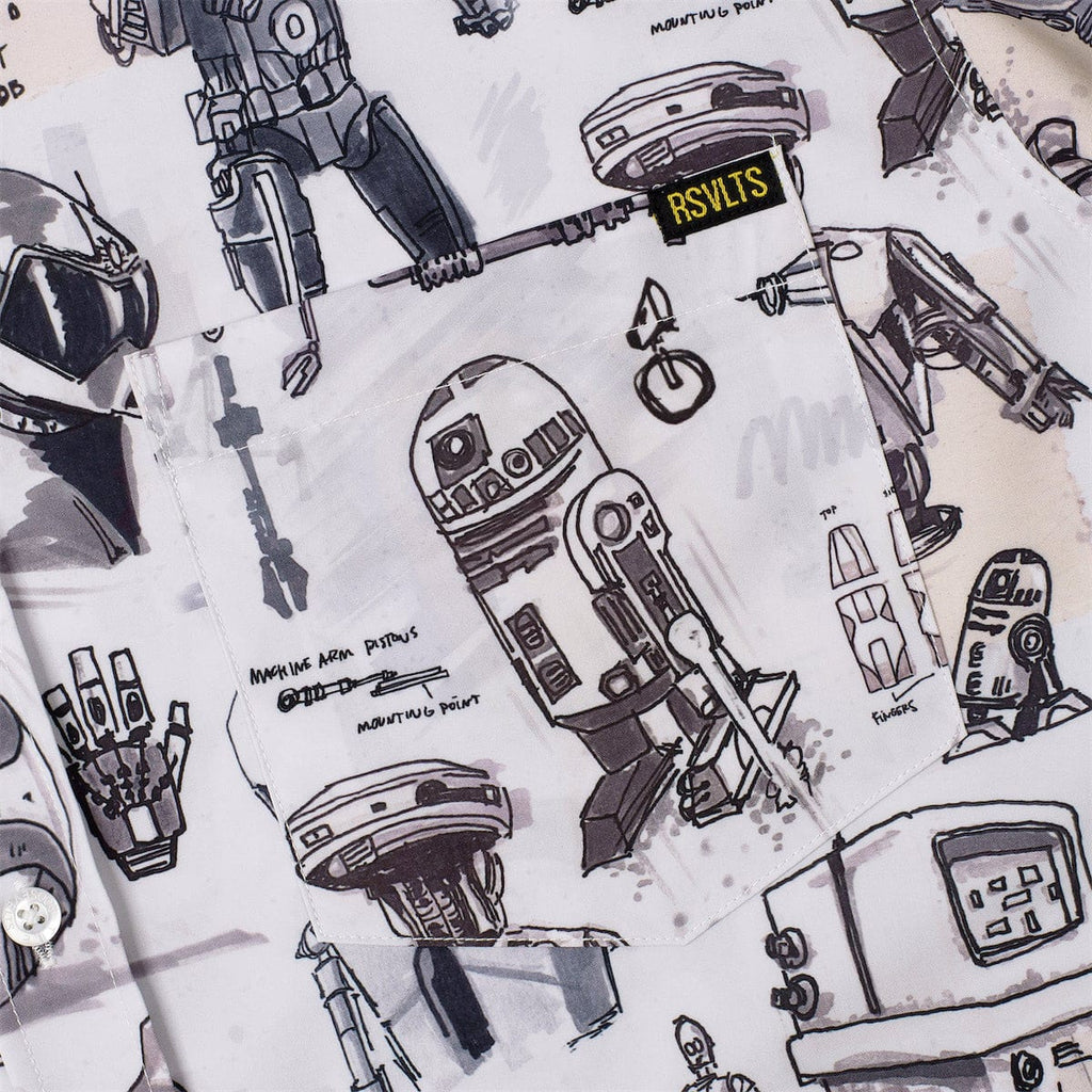 RSVLTS Droid Drawings KUNUFLEX Short Sleeve Shirt in White — detail 5