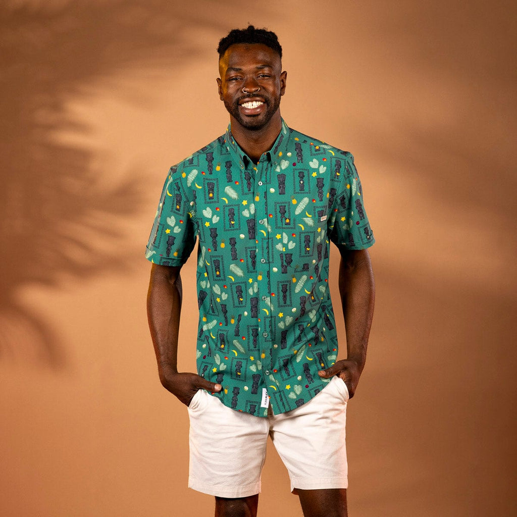 RSVLTS Life & Land KUNUFLEX Short Sleeve Shirt in Green — detail 5