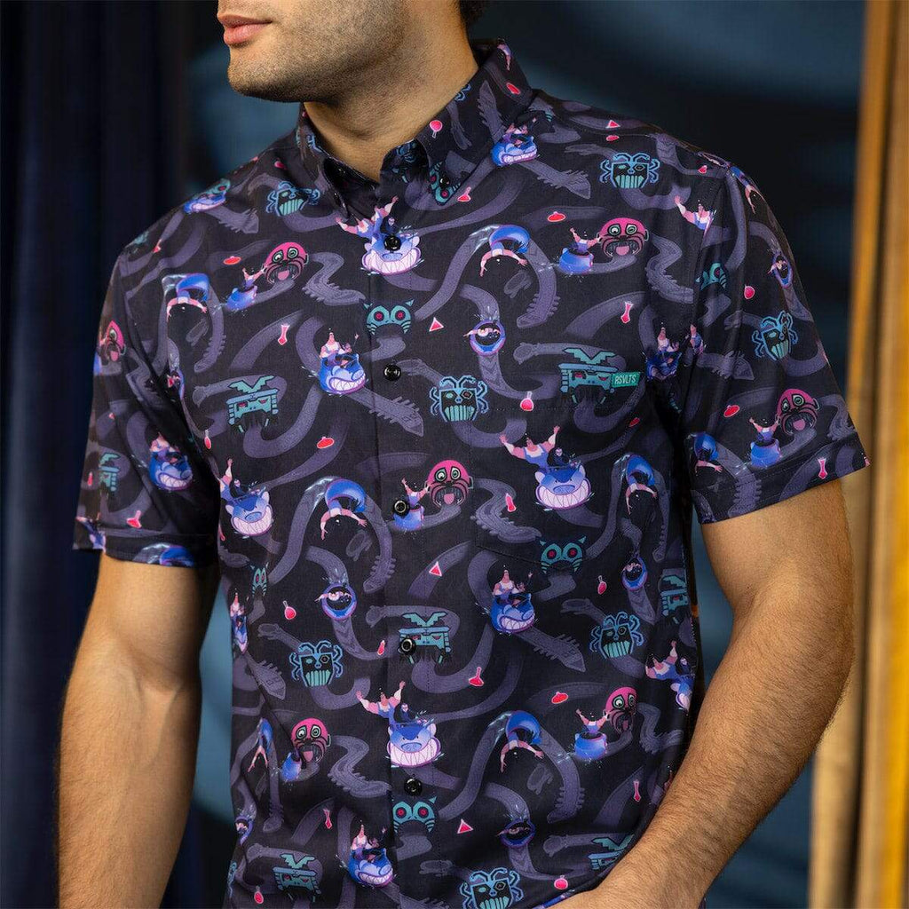 RSVLTS Pull the Lever KUNUFLEX Short Sleeve Shirt in Purple — detail 3