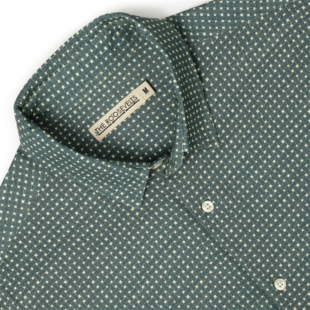 RSVLTS Palm Weave Bamboo Short Sleeve Shirt in Green — detail 8