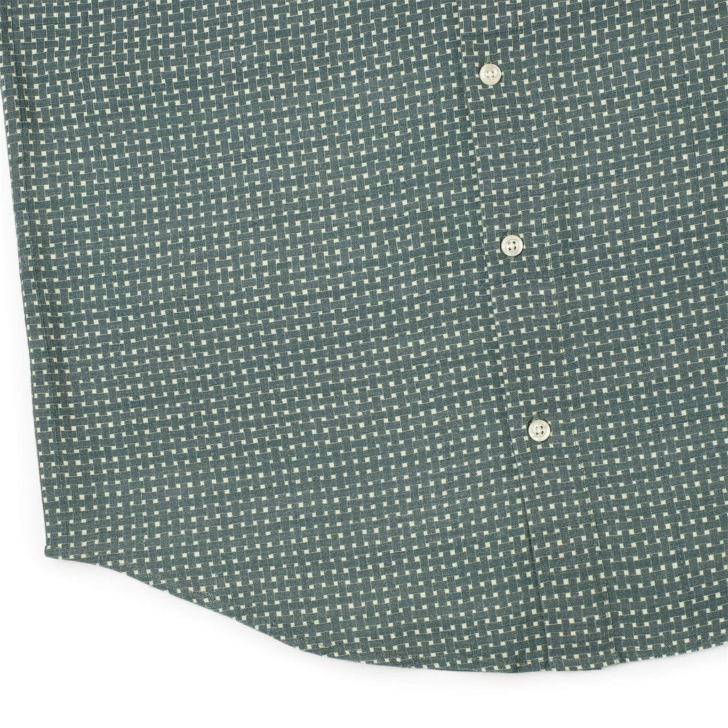 RSVLTS Palm Weave Bamboo Short Sleeve Shirt in Green — detail 9