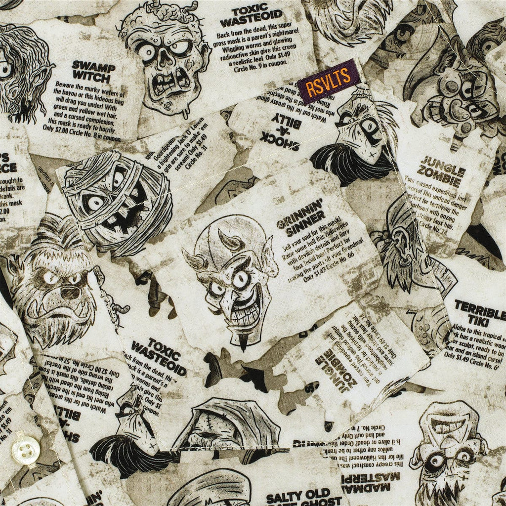 RSVLTS Monster Mask Mania KUNUFLEX Short Sleeve Shirt in White — detail 4