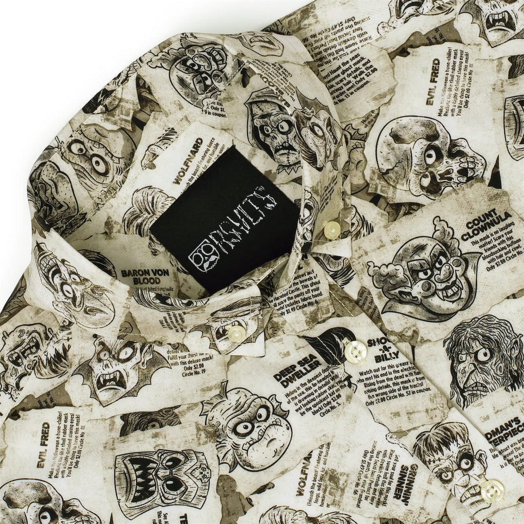 RSVLTS Monster Mask Mania KUNUFLEX Short Sleeve Shirt in White — detail 6