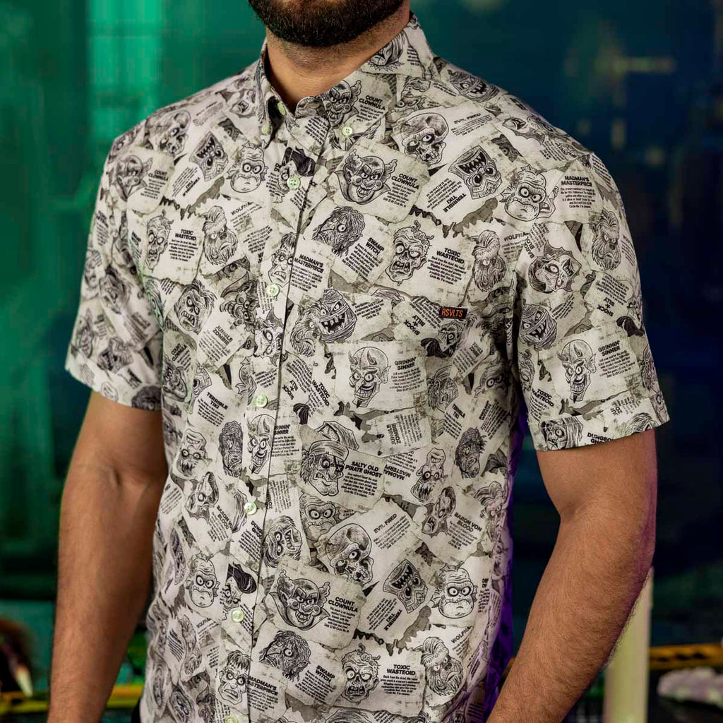 RSVLTS Monster Mask Mania KUNUFLEX Short Sleeve Shirt in White — detail 2