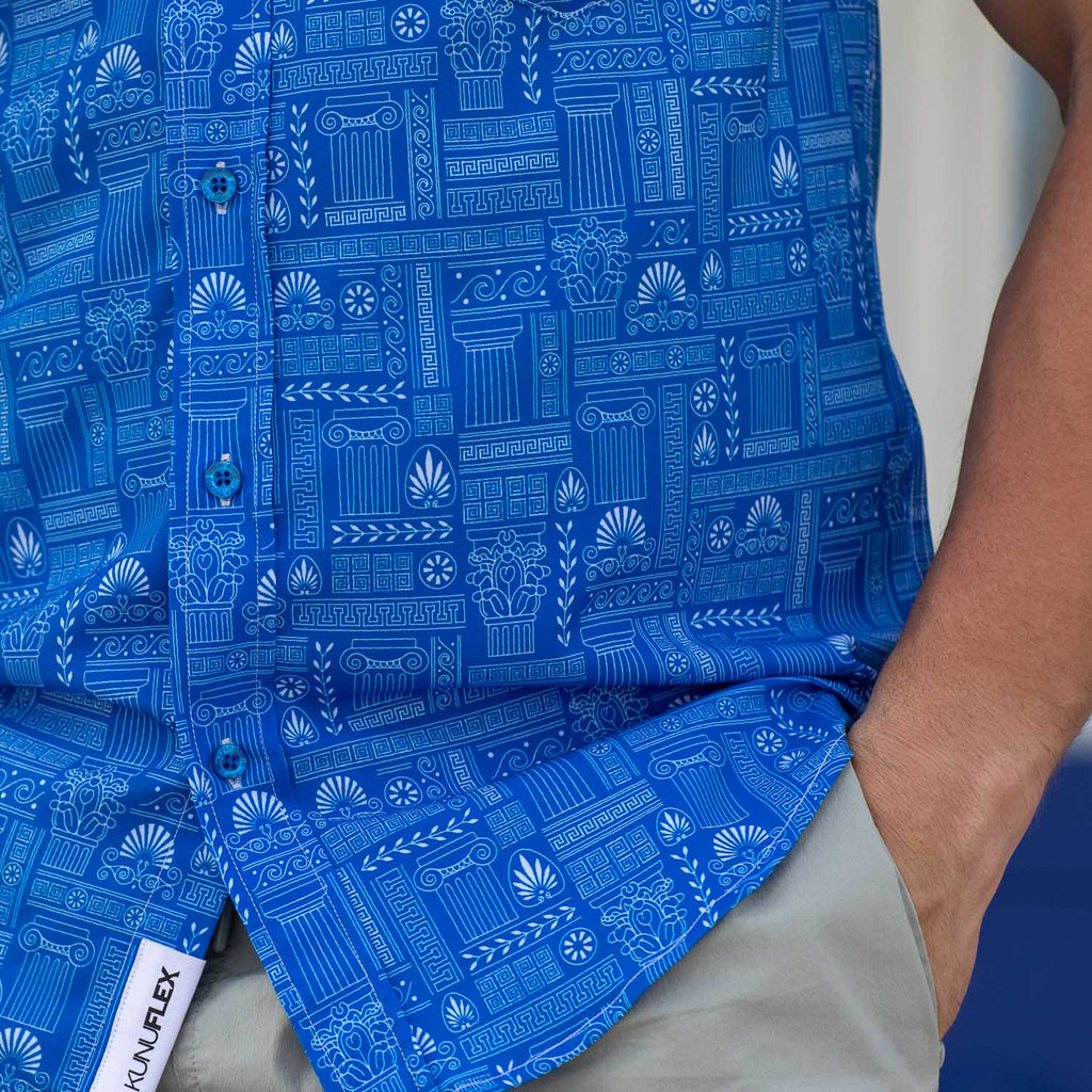 RSVLTS Santorini KUNUFLEX Short Sleeve Shirt in Blue — detail 10