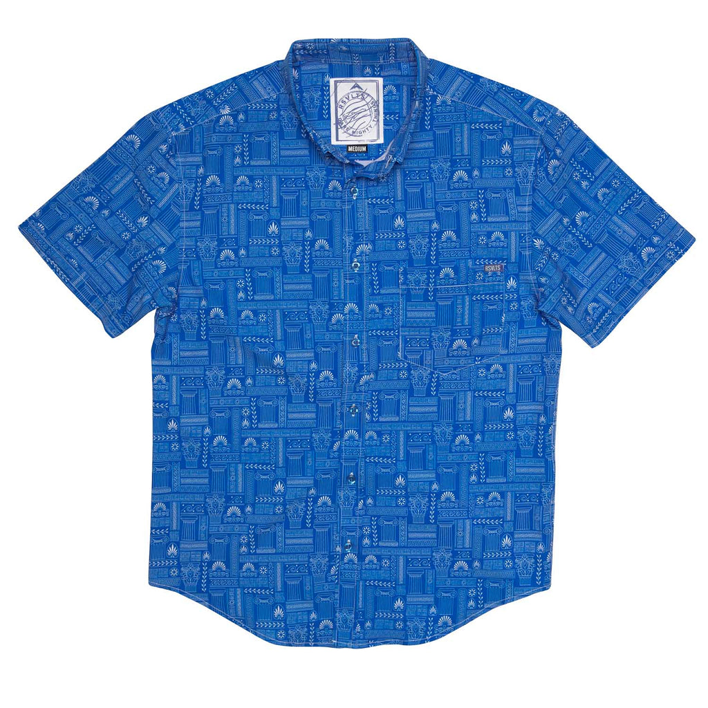 RSVLTS Santorini KUNUFLEX Short Sleeve Shirt in Blue — detail 3