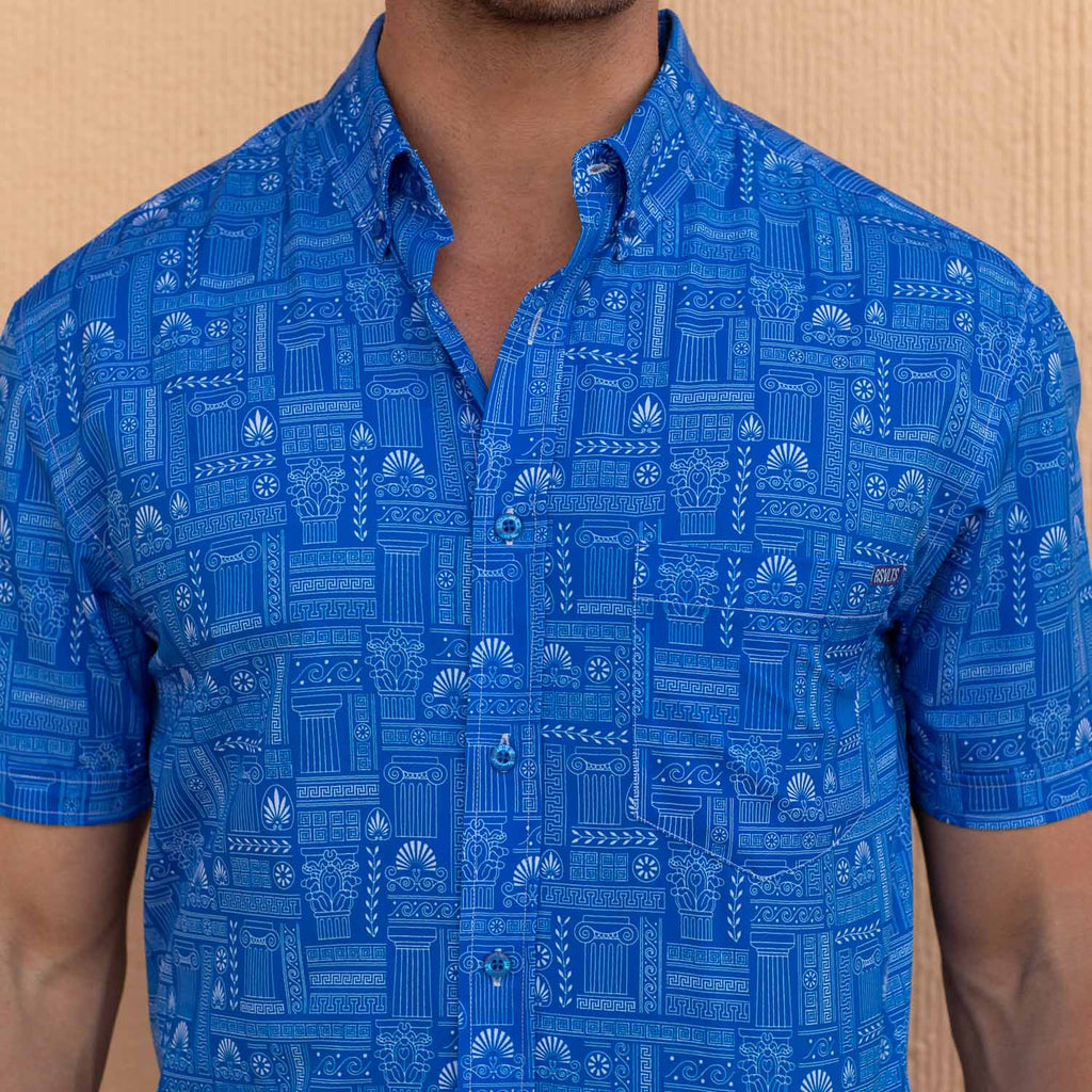 RSVLTS Santorini KUNUFLEX Short Sleeve Shirt in Blue — detail 8