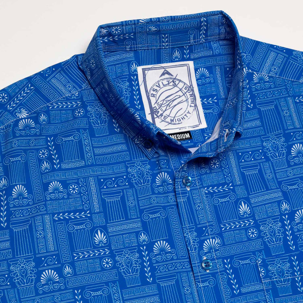 RSVLTS Santorini KUNUFLEX Short Sleeve Shirt in Blue — detail 5