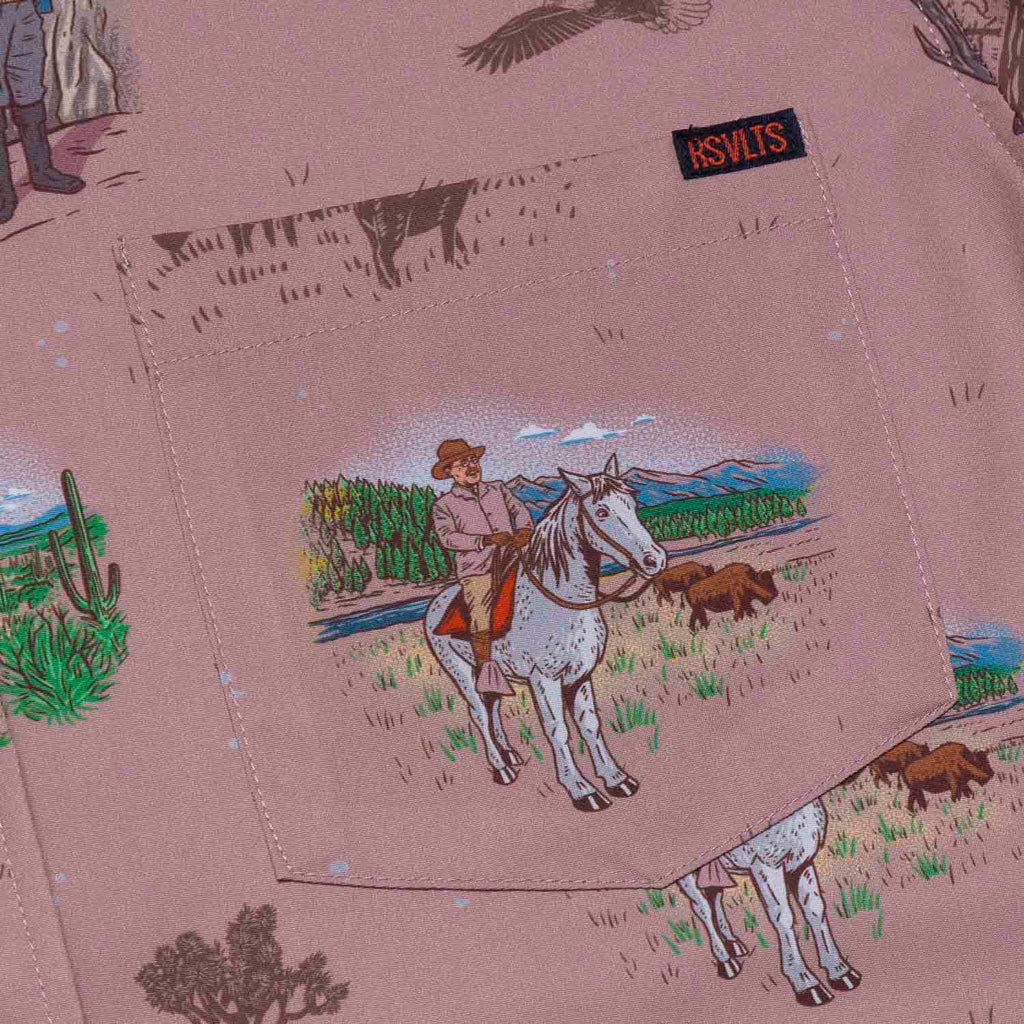 RSVLTS Spirit of the Wilderness KUNUFLEX Short Sleeve Shirt in Brown — detail 2