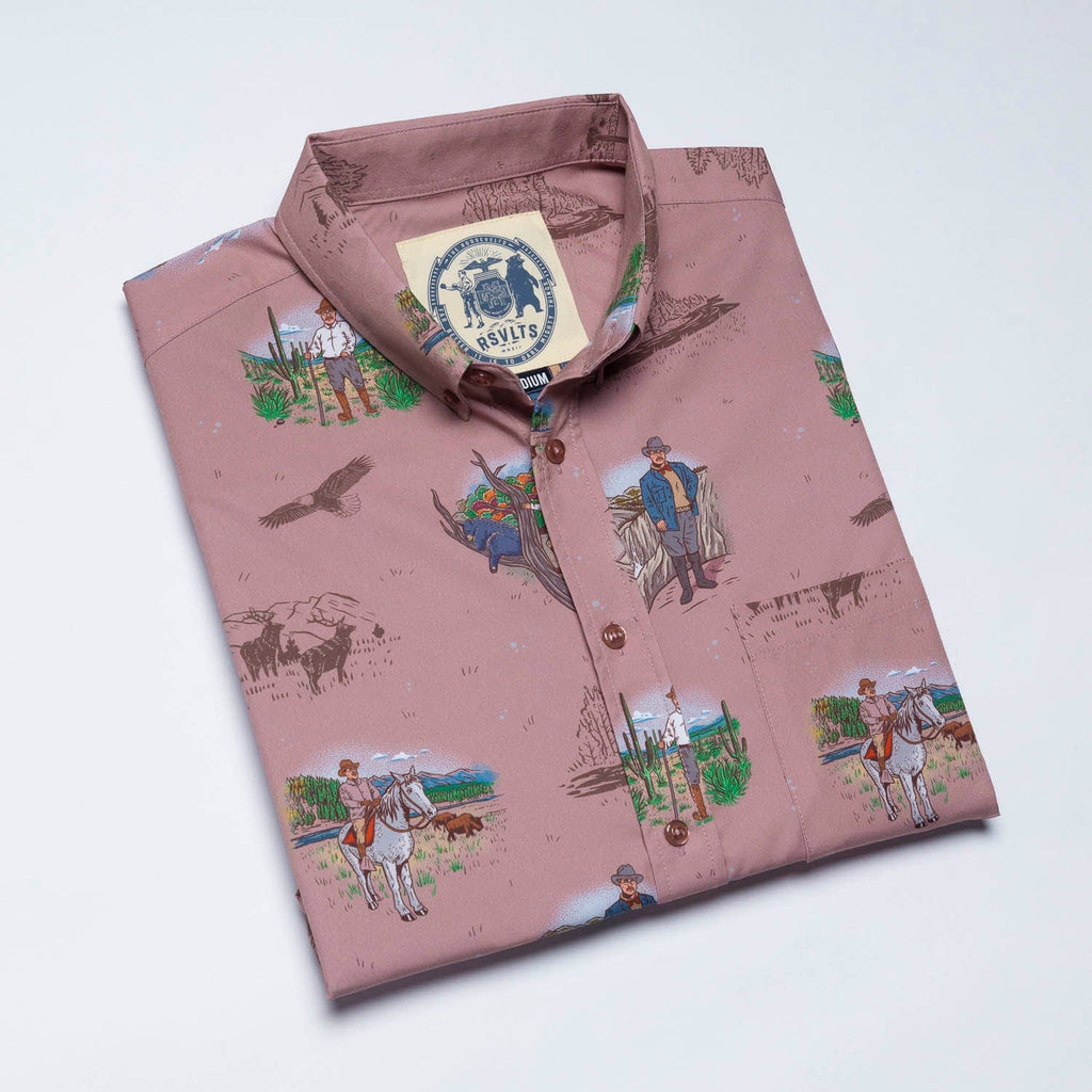 RSVLTS Spirit of the Wilderness KUNUFLEX Short Sleeve Shirt in Brown — detail 8