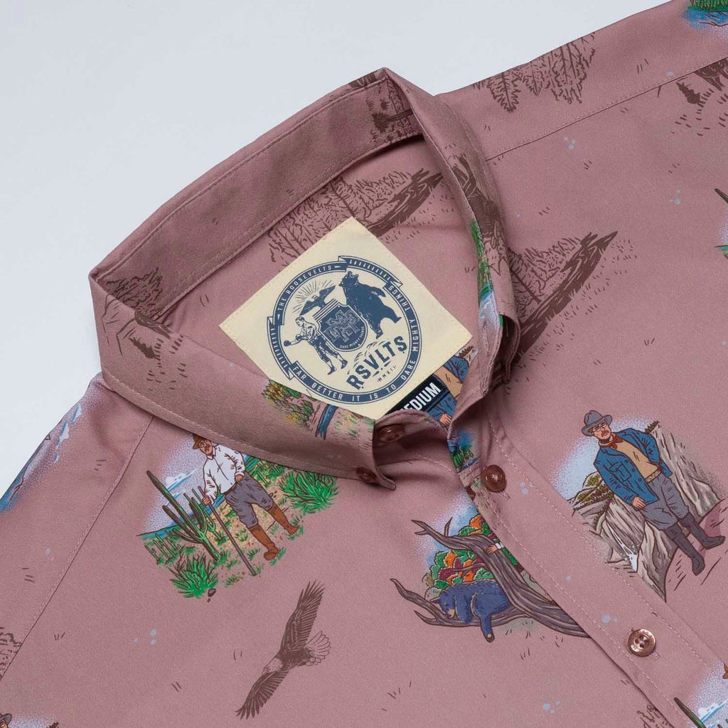RSVLTS Spirit of the Wilderness KUNUFLEX Short Sleeve Shirt in Brown — detail 5