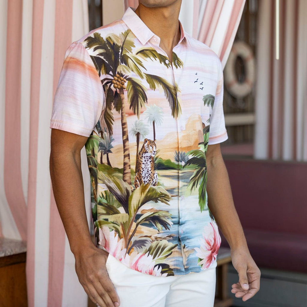 RSVLTS Oasis Bamboo Short Sleeve Shirt in Multicolor — front view