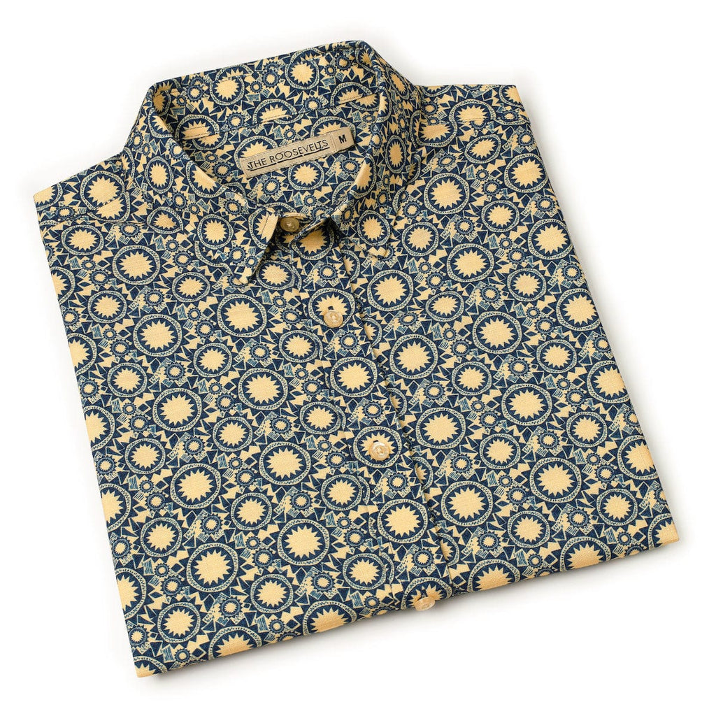 RSVLTS Sunburst Bamboo Short Sleeve Shirt in Blue — detail 10