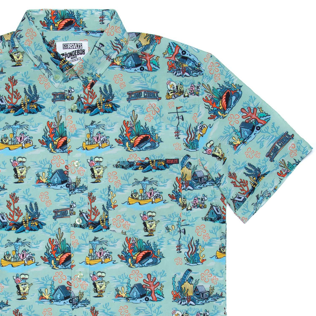 RSVLTS Kamp Koral KUNUFLEX Short Sleeve Shirt in Blue — front view