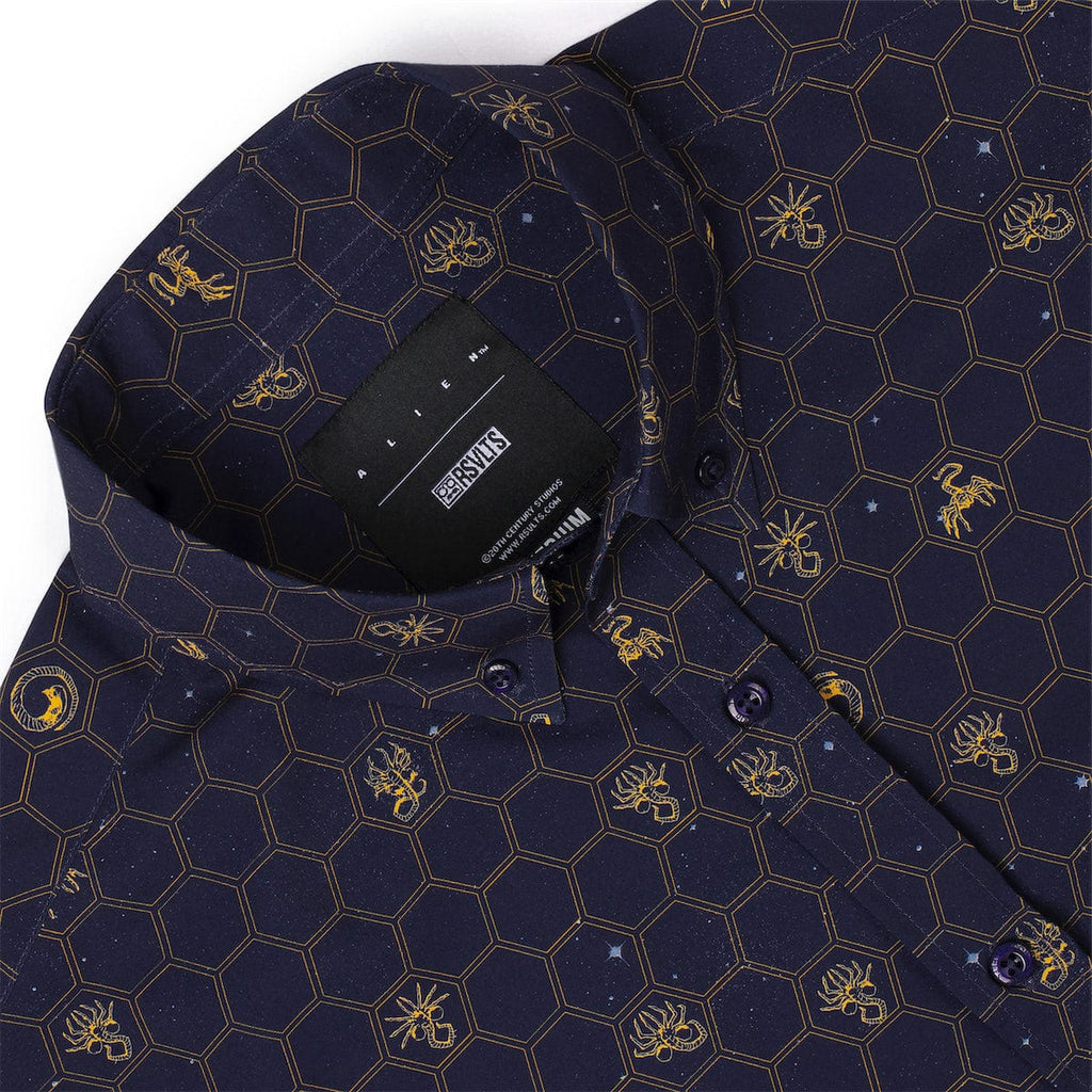 RSVLTS Stages of Fear KUNUFLEX Short Sleeve Shirt in Blue — detail 9