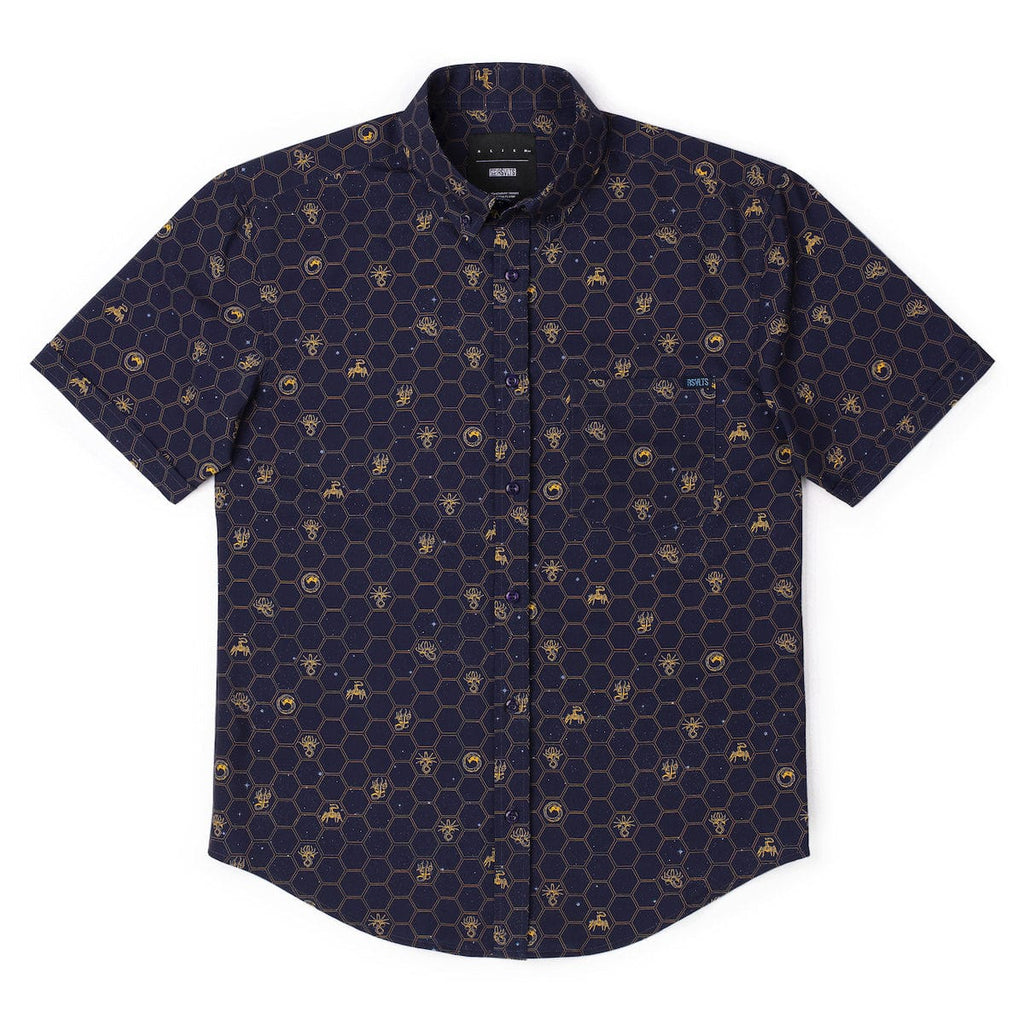 RSVLTS Stages of Fear KUNUFLEX Short Sleeve Shirt in Blue — detail 8