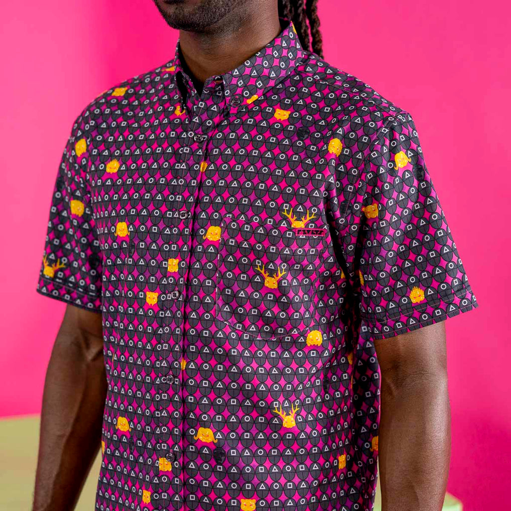 RSVLTS The Real Game Begins KUNUFLEX Short Sleeve Shirt in Black — detail 6