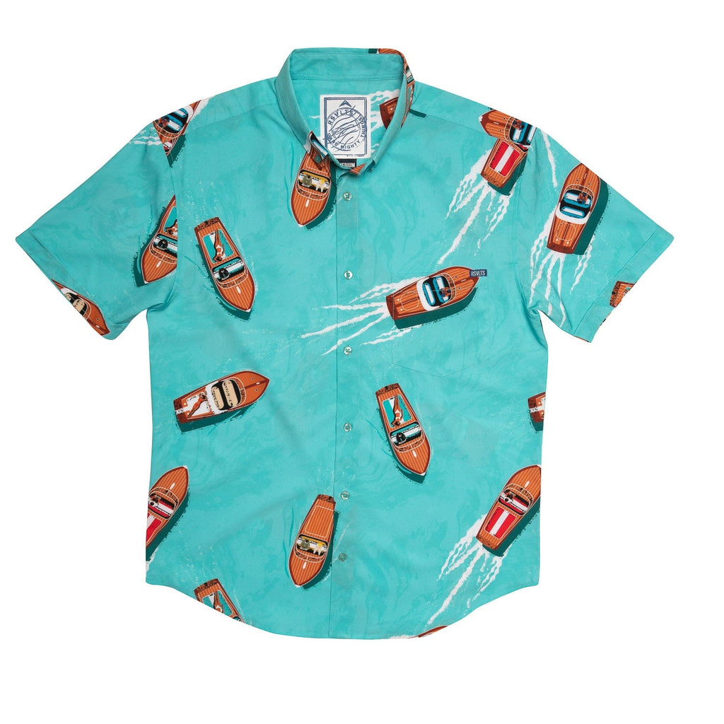 RSVLTS The Getaway KUNUFLEX Short Sleeve Shirt in Blue — detail 2