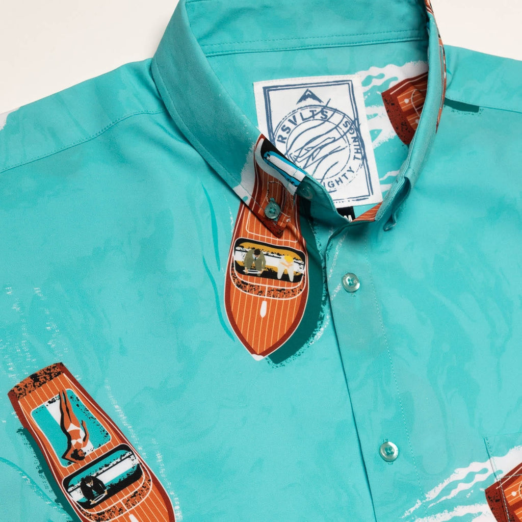 RSVLTS The Getaway KUNUFLEX Short Sleeve Shirt in Blue — detail 6