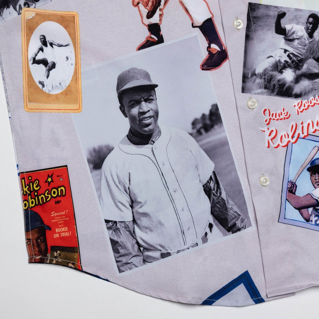 RSVLTS The Jackie Scrapbook KUNUFLEX Short Sleeve Shirt in Gray — detail 4
