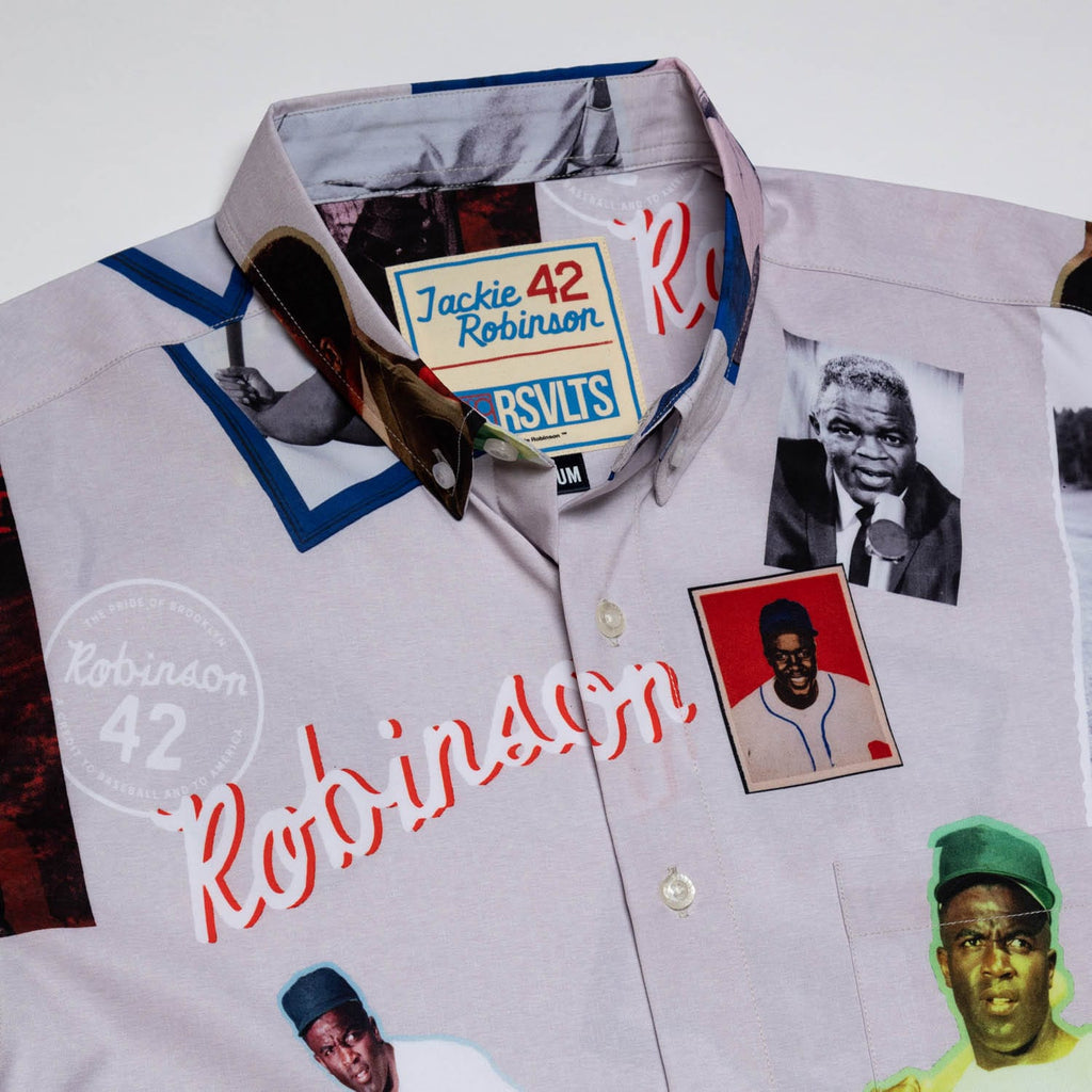 RSVLTS The Jackie Scrapbook KUNUFLEX Short Sleeve Shirt in Gray — detail 7